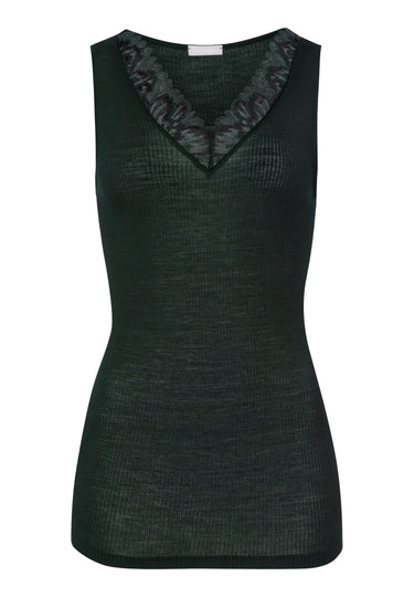Celeste Wool And Silk Lace Trim Tank Top | Dark Malachite 70816-2709